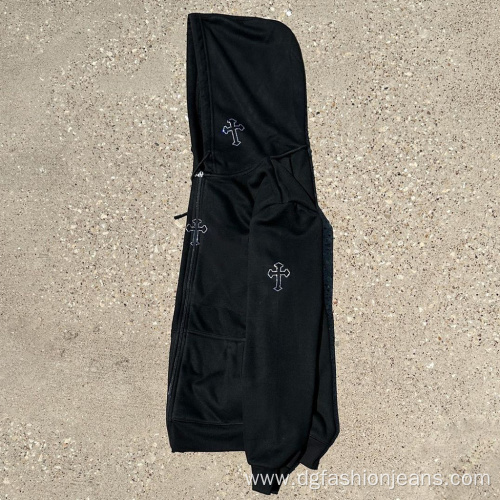 Patched Oversized Full Zip Up Hoodies